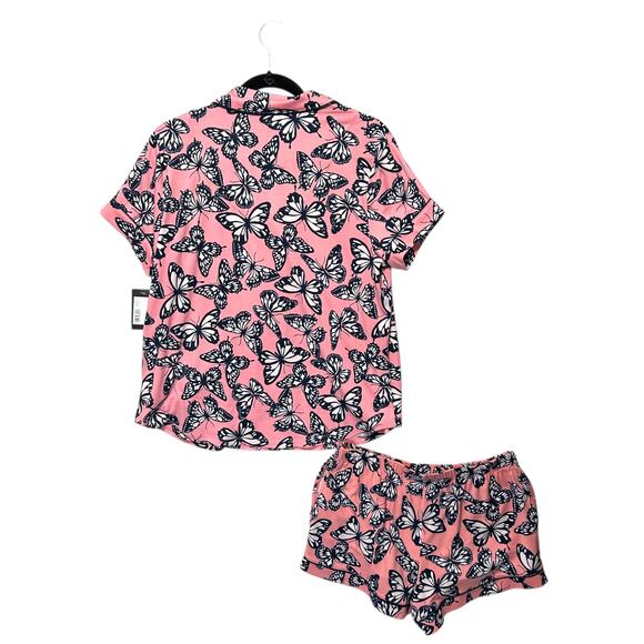 Kate Spade Butterfly Print 2 Pc Pajama Set NWT Women's Sz S/M Pink Colorful Chic - Picture 3 of 9